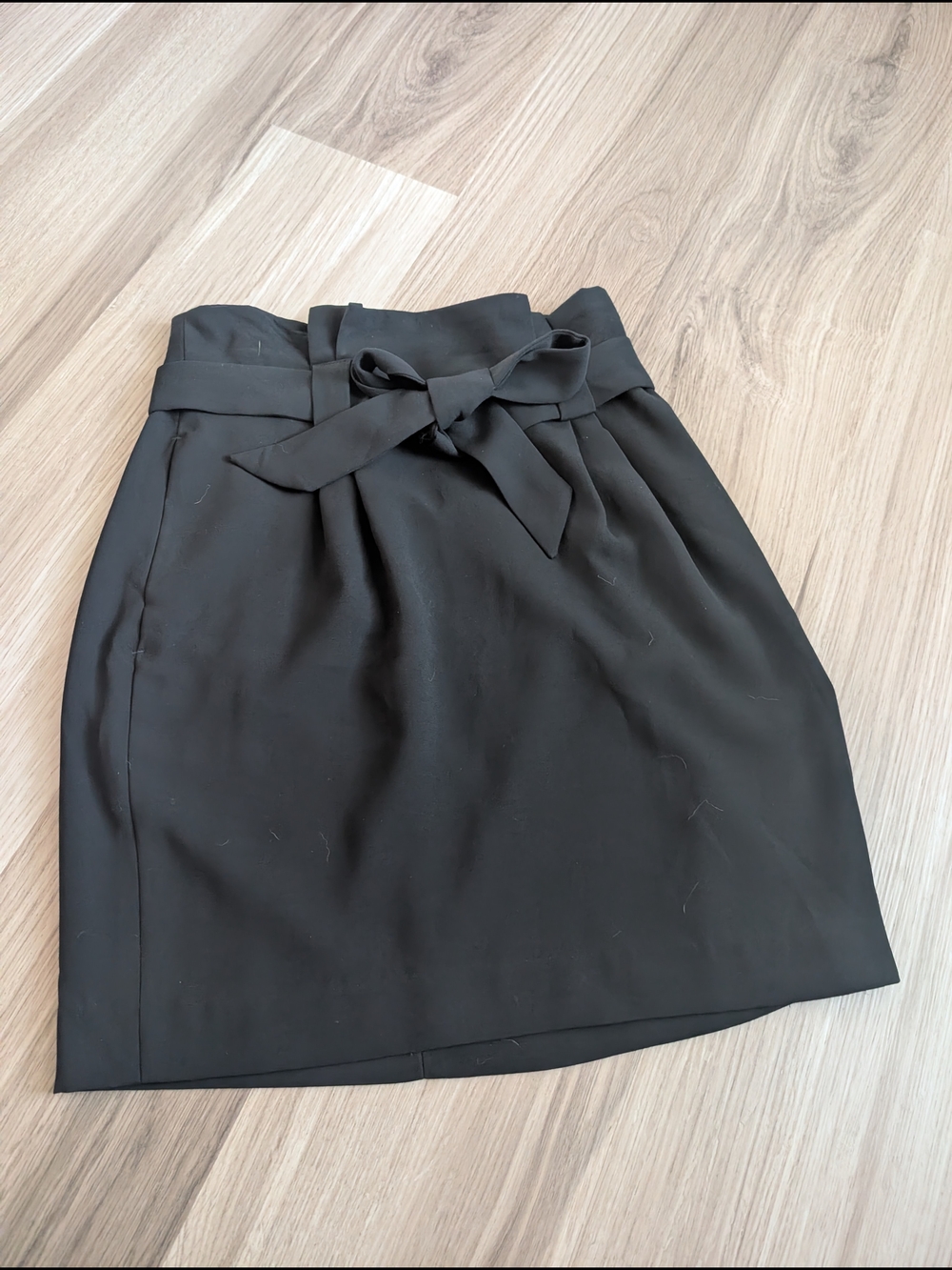 Express Black Paperbag Waist Pencil Skirt with Tie